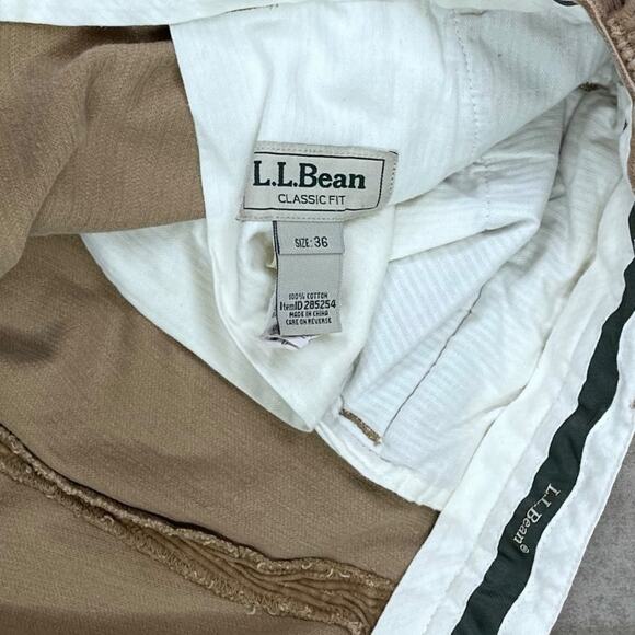 Vintage Y2K LL Bean Corduroy Pants 36x32 Baggy Wide Leg Fit Tan Flat Front - Picture 4 of 4